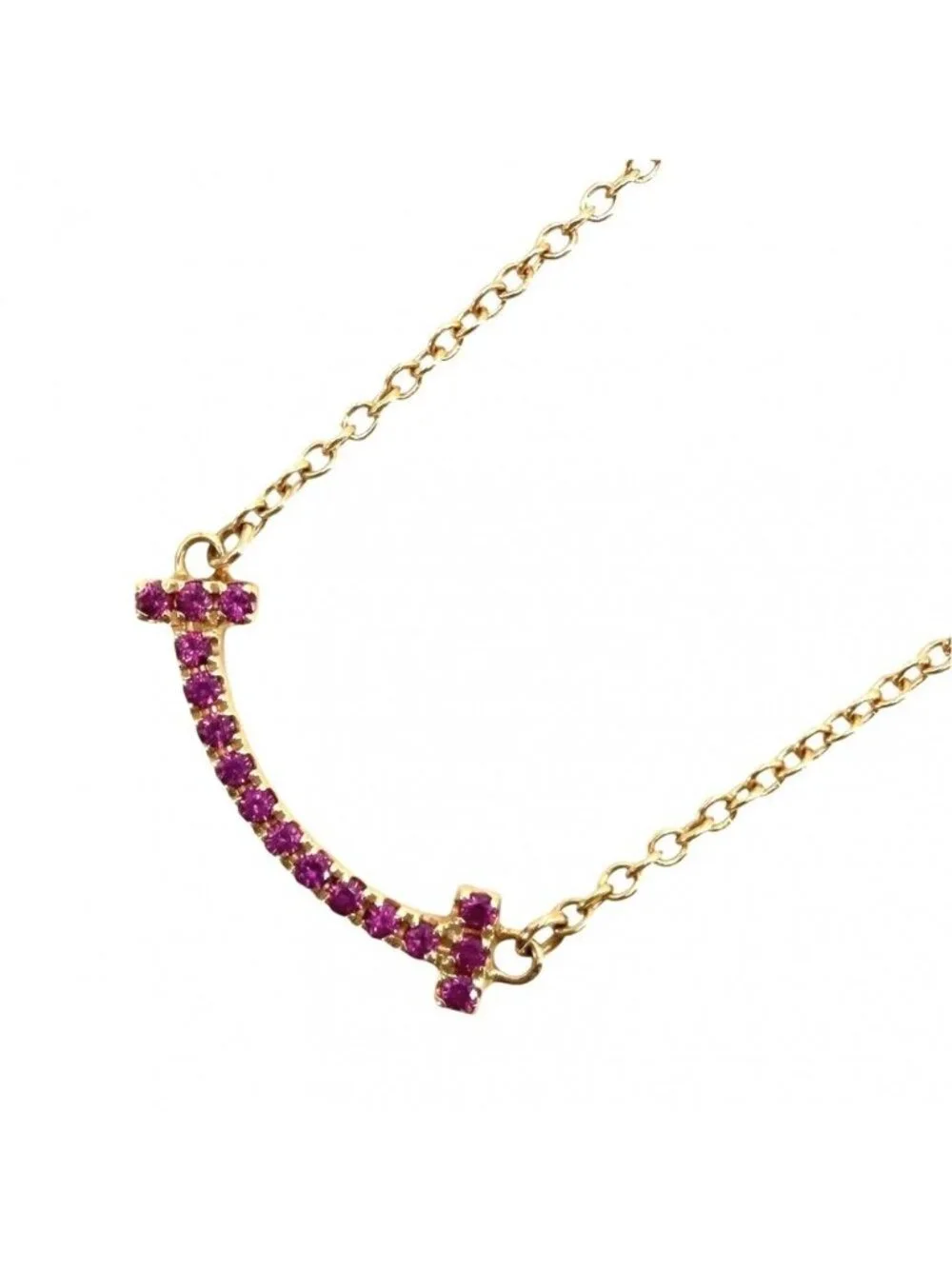 Tiffany & Co Necklace T Smile Mini Pendant Star 18k PG Accessory Gold Pink